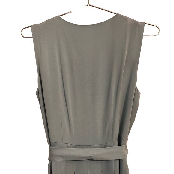 Talbots Vintage Pale Seafoam Blue Silk Pleated V Neck Belted Dress P8 - Picture 5 of 6